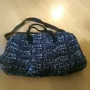 Hollister Navy and White Text Tote